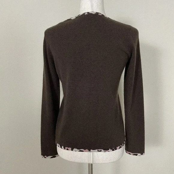 U-Knit 100% CASHMERE Cardigan Sweater Size Small S Pockets Button Front Brown - Picture 10 of 15